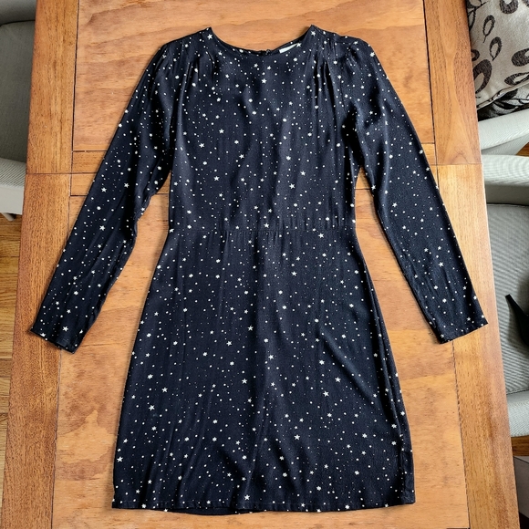 H&M Long Sleeve Black Dress With Stars - Picture 2 of 8